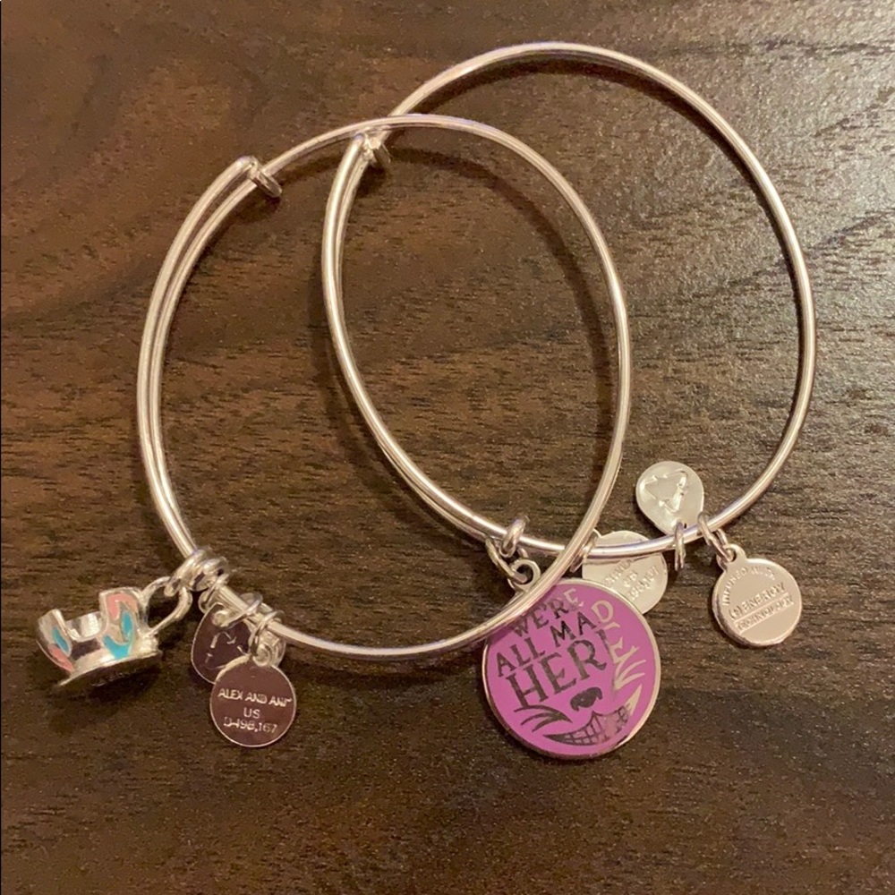 Alex and Ani Alice in Wonderland bracelets